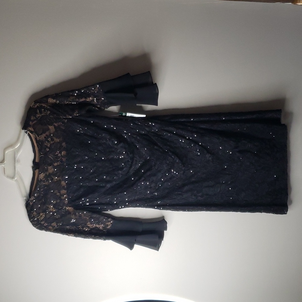 Lauren Ralph Lauren Black Lace Sheer and Sequin Brand New Occasion Party Dress 8